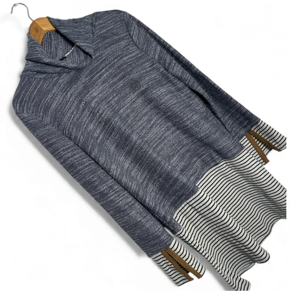 THML Striped Sweater Shift Dress In Blue/Black/White Size L